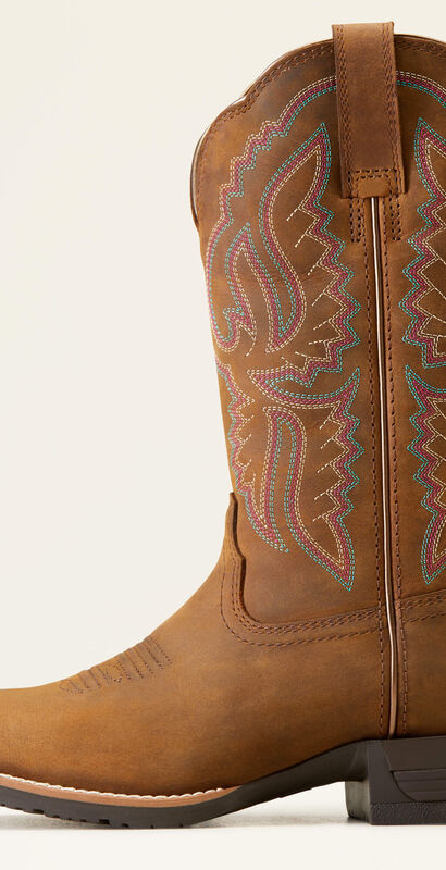 Hybrid Ranchwork Wide Square Toe Western Boot Side
